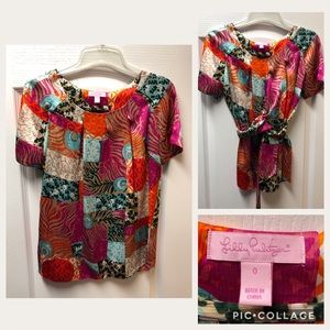 Lilly Pulitzer multicolor silk top, size 0.